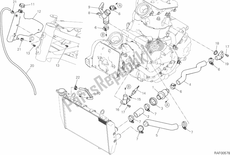 Todas las partes para Circuito De Enfriamiento de Ducati Multistrada 950 USA 2017